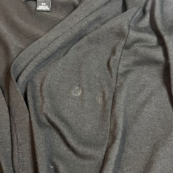 Lucky Diamond Cardigan Womens 3X Black Open Front Asymmetrical Relaxed Duster - Picture 10 of 10